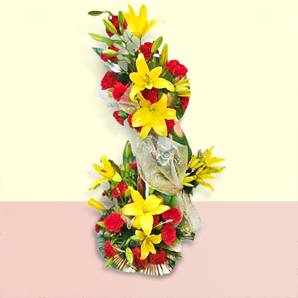 2 tier arrangement of Lilies