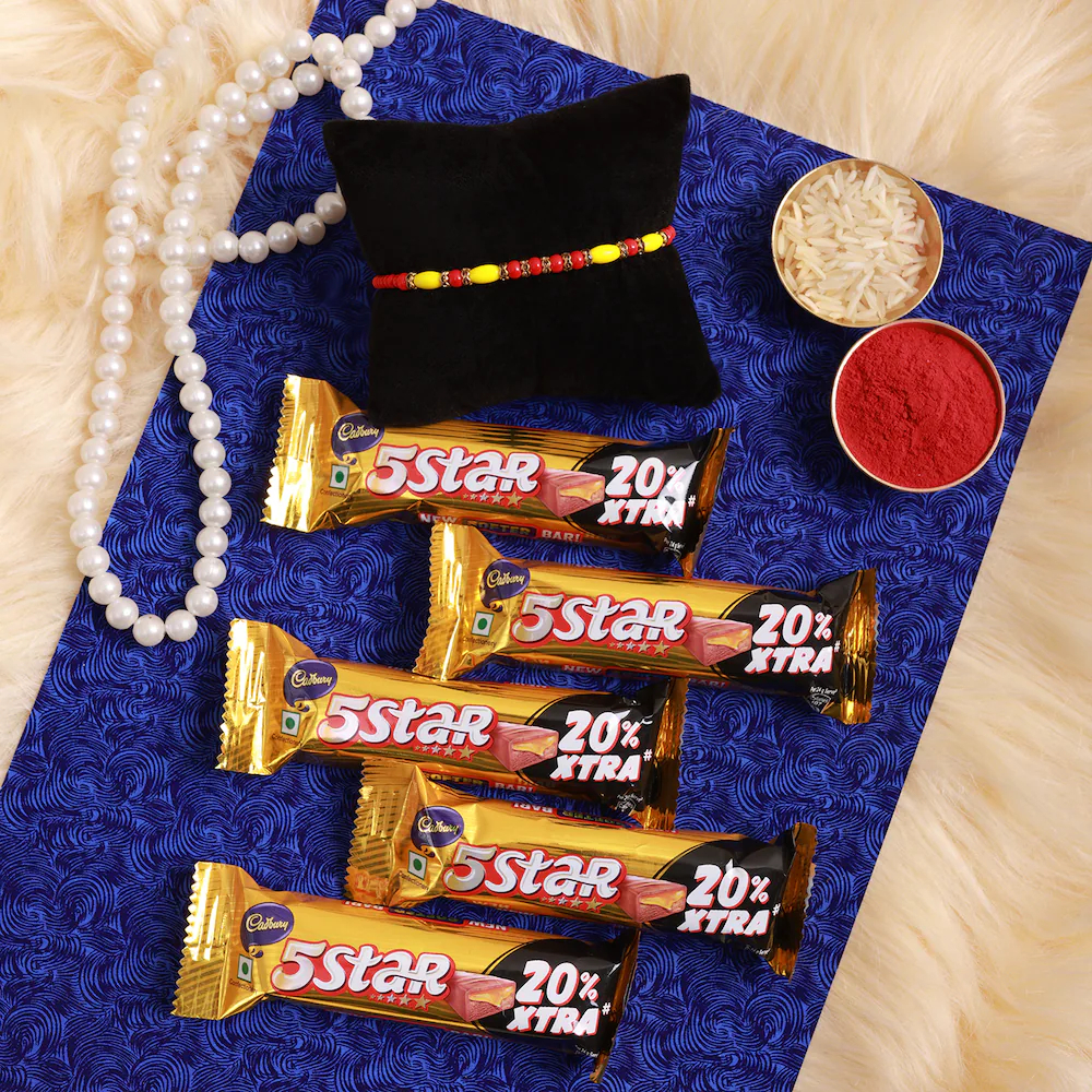 Beads Rakhi With Chocolate Combo
