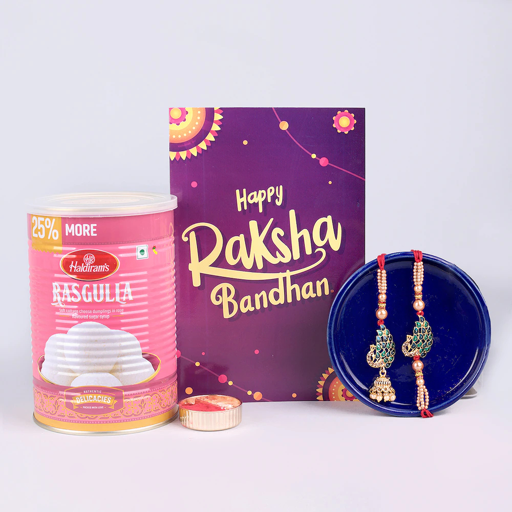 Peacock Lunba Rakhi With Sweet