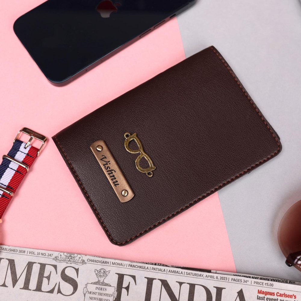 Personalized Brown Passport Cover